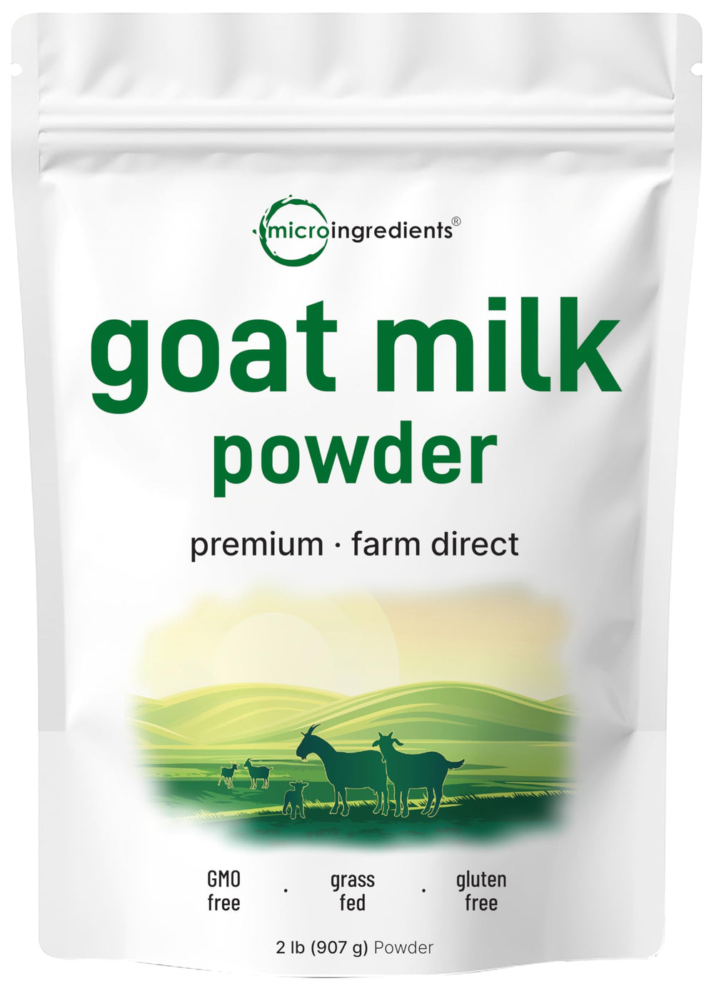 Micro Ingredients Goat Milk Powder pouch for convenient daily use.