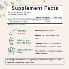 Micro Ingredients Organic Guarana Powder scoop shows easy-to-measure servings for steady energy.