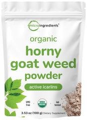 Micro Ingredients horny goat weed powder bottle, convenient daily energy support
