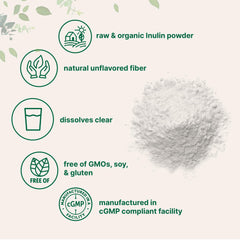 Inulin powder dissolves clear when stirred into water or juice