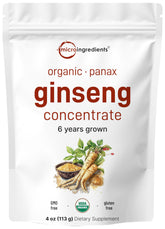 Micro Ingredients Korean ginseng powder bottle front for daily vitality.
