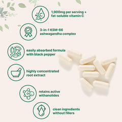 KSM-66 Ashwagandha bottle with black pepper and vitamin C.