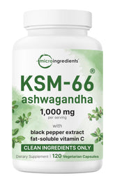 Micro Ingredients KSM-66 Ashwagandha bottle for daily stress support.