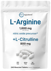 Micro Ingredients L-Arginine 1600mg bisected tablets for precise dosing and easy swallowing