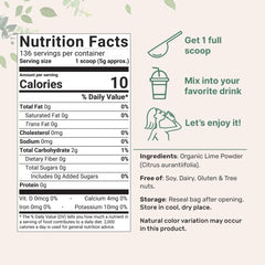 Micro Ingredients lime powder scoop measures servings for easy, precise mixing