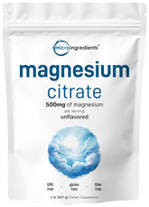 Micro Ingredients Magnesium Citrate Powder jar shows pure, easily absorbed mineral support