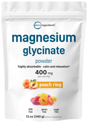 Micro Ingredients magnesium powder tub with sweet peach ring flavor for easy daily supplementation.