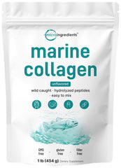 Micro Ingredients marine collagen powder in a 1 lb jar for easy daily use
