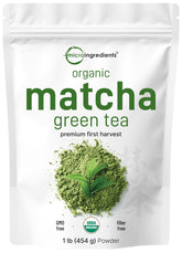 Micro Ingredients Organic Matcha powder in packaging, ideal for daily tea and cooking.