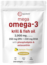 Micro Ingredients Mega Omega-3 bottle front highlighting high-potency oils for daily wellness