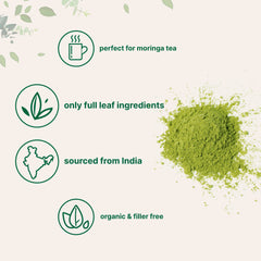 Micro Ingredients Moringa leaf powder packaging highlights organic, vegan quality