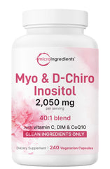 Micro Ingredients Myo-Inositol & D-Chiro Inositol bottle front for easy daily support