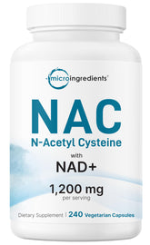 Micro Ingredients NAC with NAD+ bottle front shown as a daily wellness option.