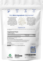 Micro Ingredients Niacinamide bottle front view highlighting long supply.