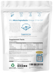Micro Ingredients omega-3 softgels highlight EPA and DHA per serving for balanced intake