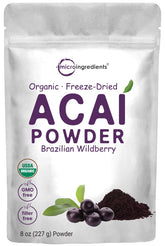 Micro Ingredients Organic Acai Powder 8oz, ideal for smoothies and bowls.