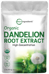 Micro Ingredients organic dandelion root tea powder 1lb for caffeine-free daily beverages.