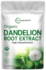 Micro Ingredients organic dandelion root tea powder 1lb for caffeine-free daily beverages.