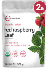 Micro Ingredients Organic Dried Raspberry Leaf Tea 2lbs bulk packaging for refills