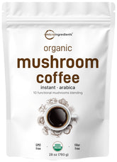Micro Ingredients mushroom coffee pouch showing convenient bulk packaging for family brewing.