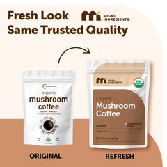 Micro Ingredients 10-mushroom blend label close-up highlighting organic ingredients and quality.