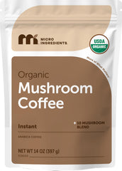 Micro Ingredients organic instant mushroom coffee canister front view for everyday convenience.