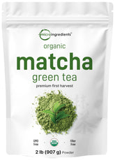Micro Ingredients organic matcha powder in a 2 lb bulk pack, ideal for tea and smoothies.