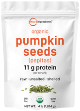 Micro Ingredients organic pumpkin seeds bulk-pack on shelf, ideal for baking and snacking
