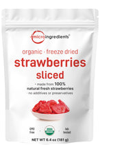 Micro Ingredients Organic Strawberries Sliced in a 6.4oz pouch for convenient snacking.