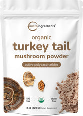 Micro Ingredients Organic Turkey Tail Powder in an 8 oz jar for daily immune support.