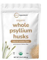 Micro Ingredients Organic Whole Psyllium Husks bulk bag for daily fiber.
