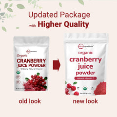 Close-up of Micro Ingredients organic wild cranberry powder with vibrant color.