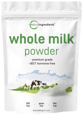 Micro Ingredients pasture-raised whole milk powder 4lb pack for rich baking and drinks.
