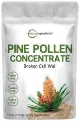Micro Ingredients Pine Pollen Powder bottle with scoop for daily immune support.