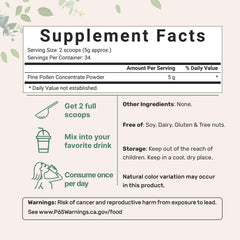 Pine pollen powder from Micro Ingredients from wild harvest for antioxidant support.
