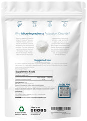 Micro Ingredients potassium chloride powder shown with a shake for quick mixing