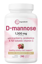 Micro Ingredients Pure D Mannose capsules with cranberry bottle for urinary comfort