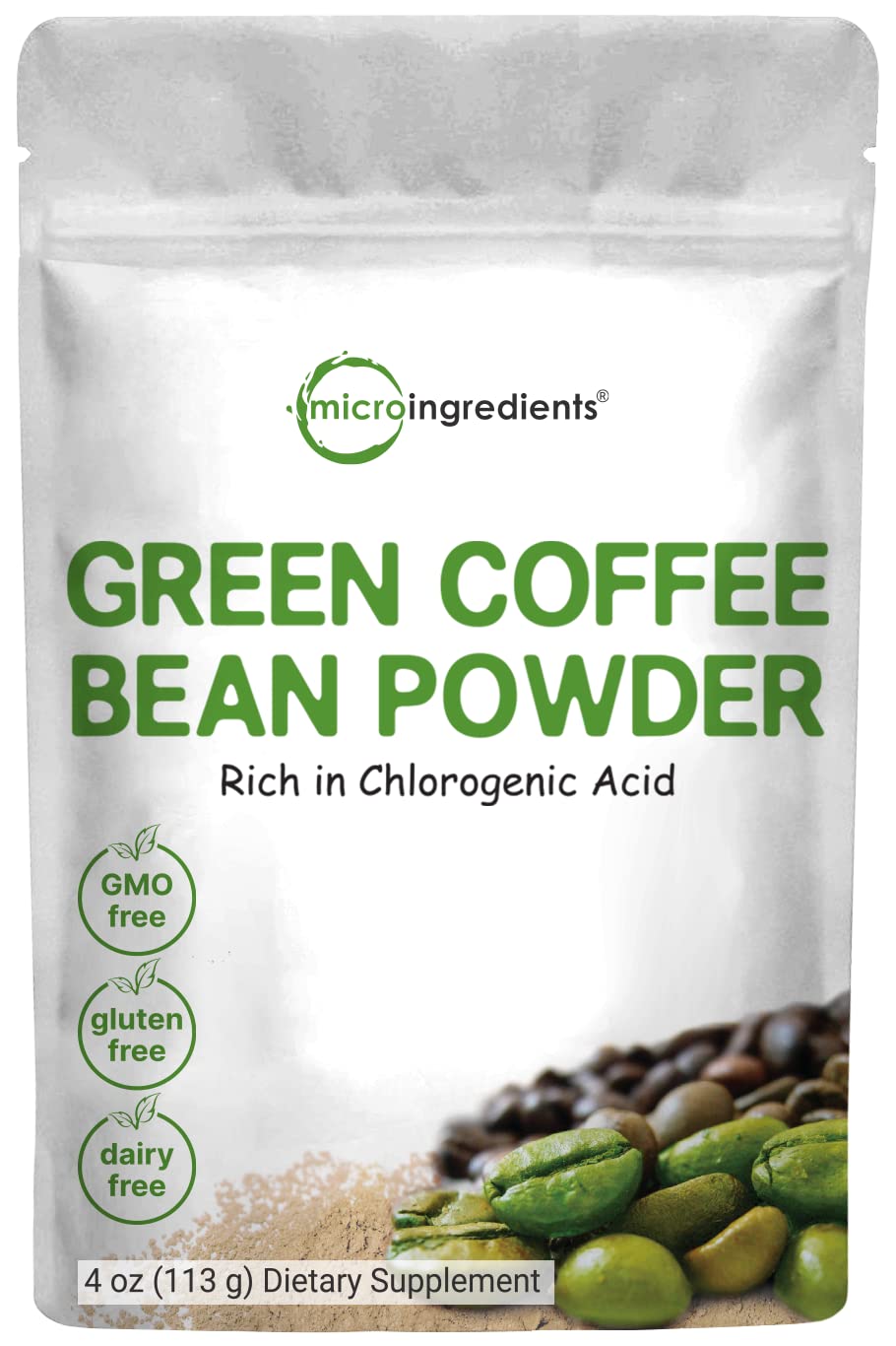 Micro Ingredients Pure Green Coffee Bean Extract bottle pour for natural caffeine boost