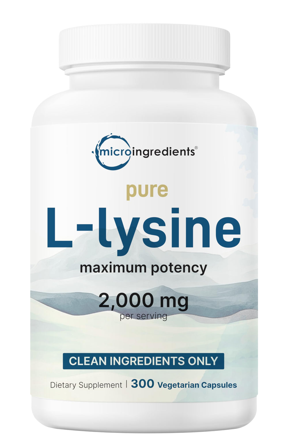 Micro Ingredients Pure L-Lysine 2000mg capsules support collagen and immune health.