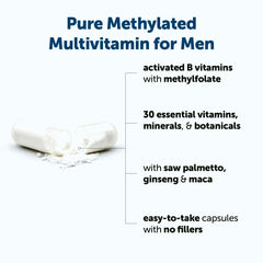 Micro Ingredients Pure Methylated Multivitamin for Men capsules closeup easy-to-swallow tablets