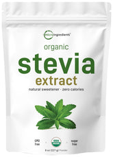 Micro Ingredients stevia powder bottle on kitchen counter showing pure organic sweetness