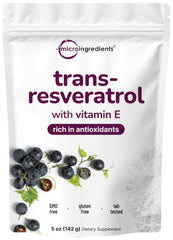 Micro Ingredients Pure Trans-Resveratrol powder bottle for antioxidant support
