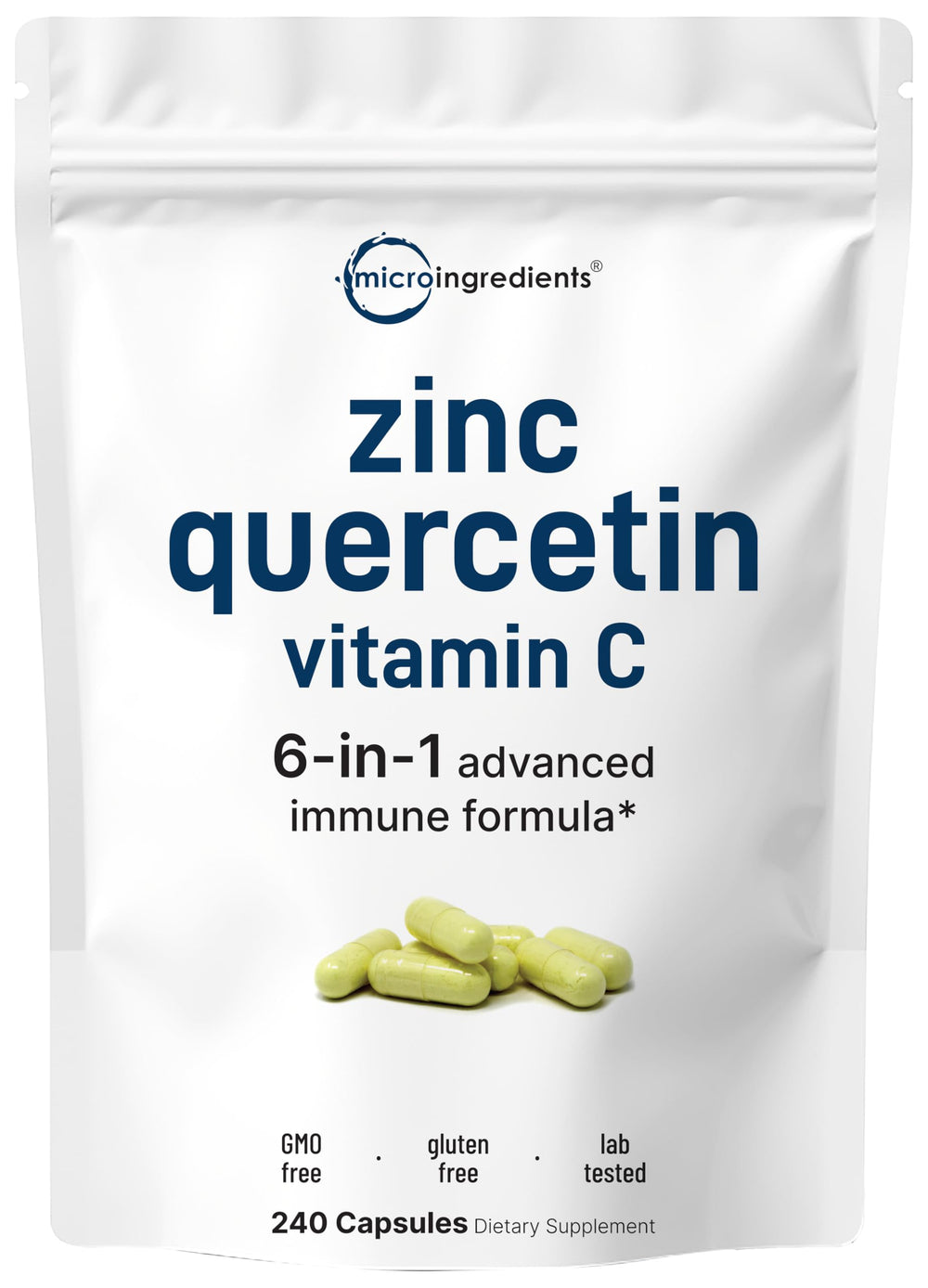 Micro Ingredients quercetin capsules close-up for immune support potential.