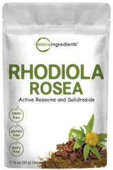 Micro Ingredients rhodiola rosea powder packaging showing pure extract for daily wellness