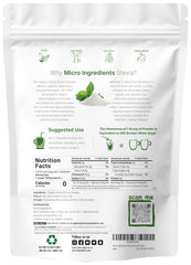 Measuring scoop beside stevia powder for precise, convenient sweetness