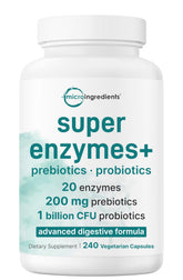 Micro Ingredients Super Enzymes bottle front view for daily digestive support