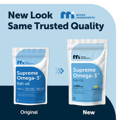 Micro Ingredients Omega-3 softgels with lemon flavor offering burpless ingestion.