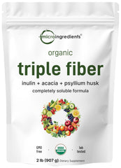 Micro Ingredients Organic Triple Fiber Powder bottle ready for daily fiber support.