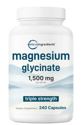 Micro Ingredients triple strength magnesium glycinate bottle front supports daily mineral replenishment.