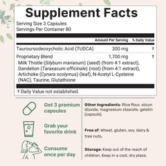 Micro Ingredients TUDCA capsules arranged to highlight 7-in-1 formula.